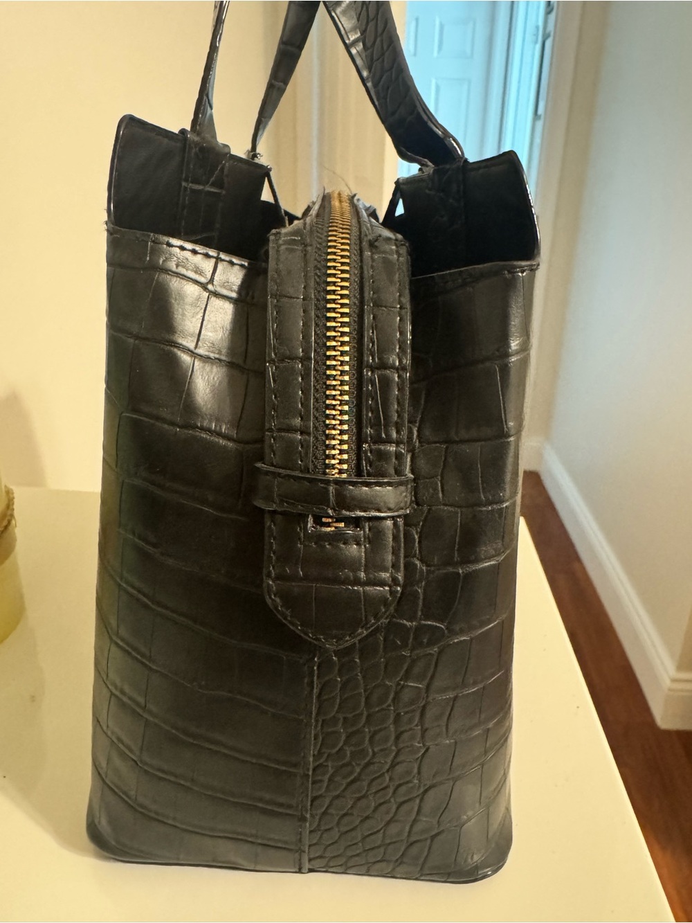 Black Croc-Embossed Tote Bag - Picture 5 of 5